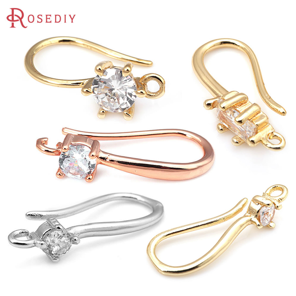 Jewelry Making Earring Supplies - 18K الذهب اللون النحاس مع الزركون