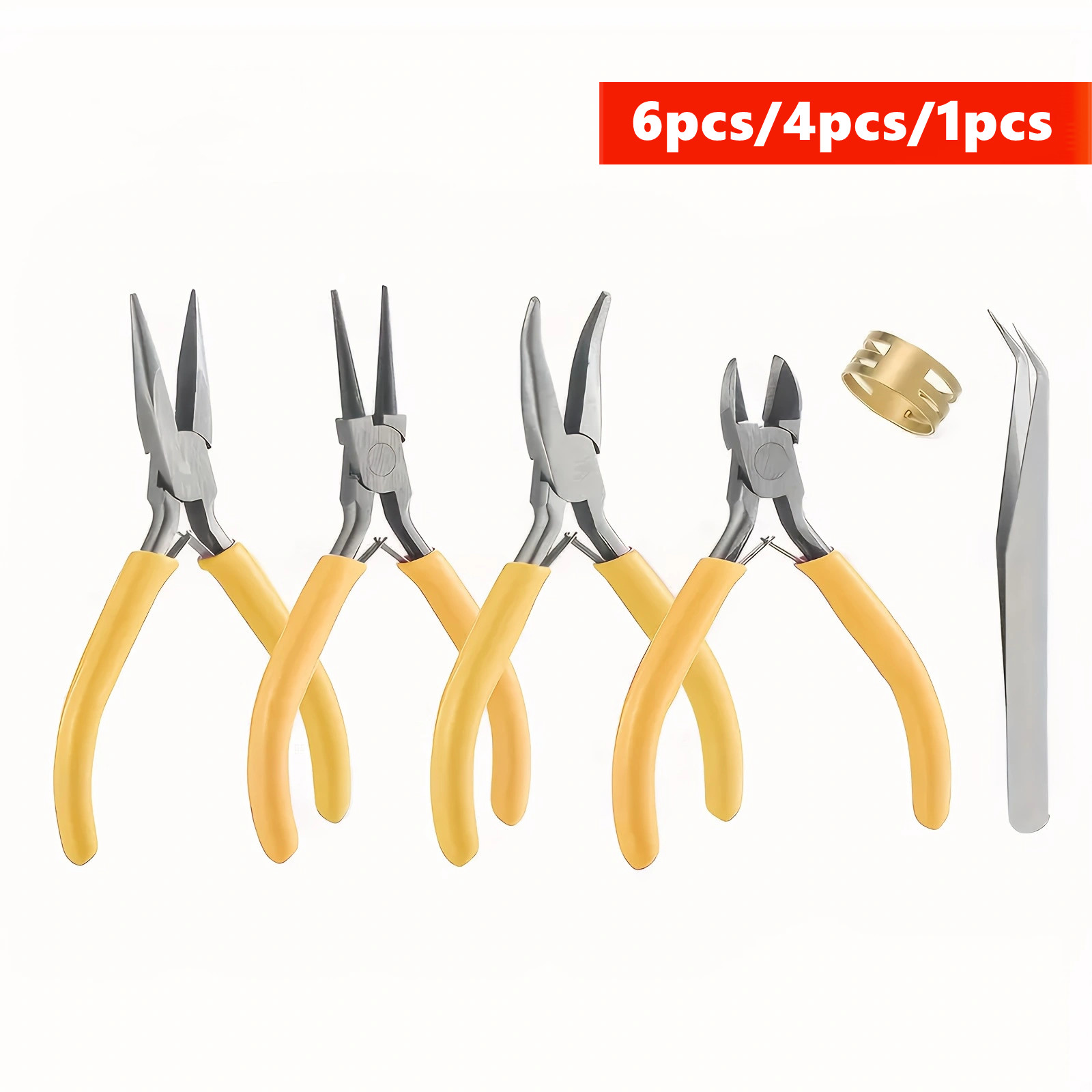 Jewelry Making Needle Nose Pliers - طقم كماشات صفراء لصناعة المجوهرات 6/4/1